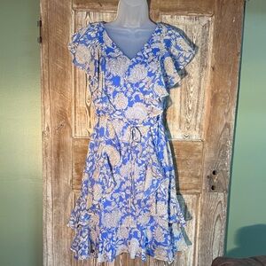 Tommy Hilfiger Blue and Cream Floral Midi Dress